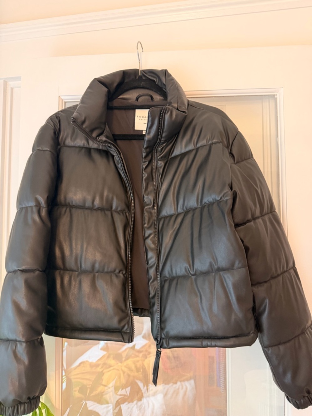 bagatelle Black Faux Leather Puffer Jacket